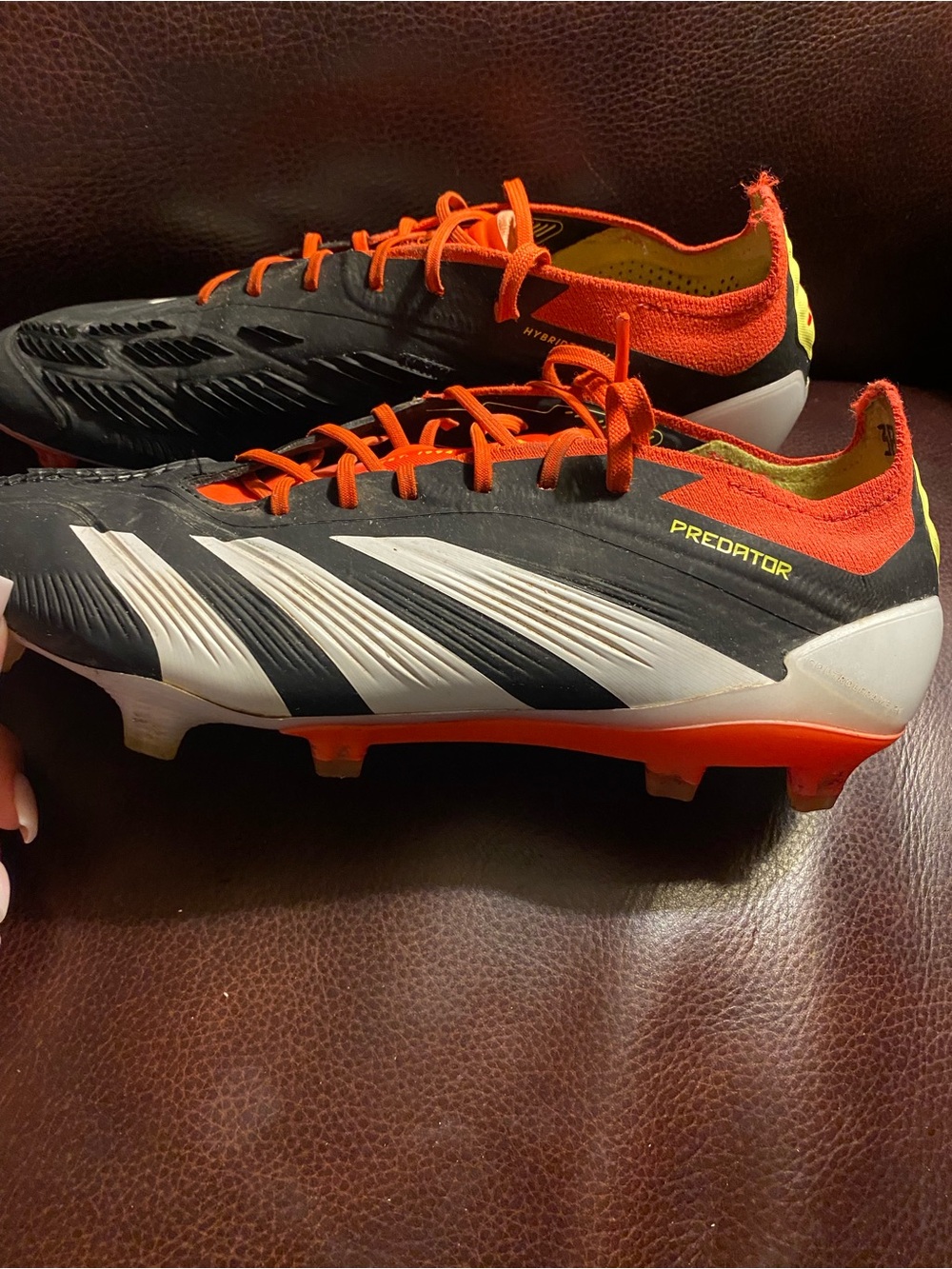 Adidas Predator Elite FG Core Black/White/Solar Red/Orange, Size 6.5!